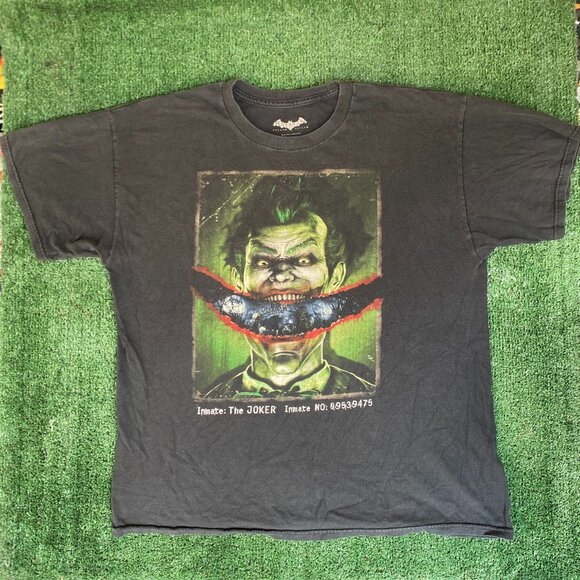 Vintage Y2K Batman Joker Shirt Arkham Asylum Villain Punk Tee - Picture 1 of 6